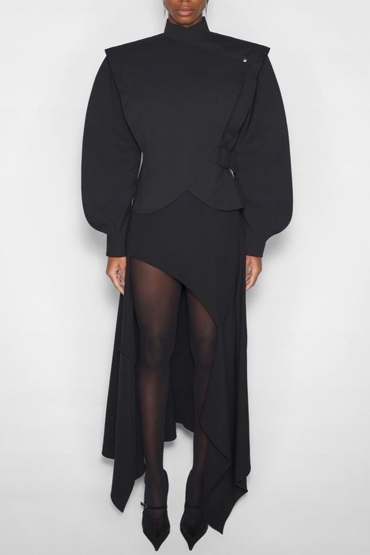 Crave Asymmetrical Buckle Jacket - Black