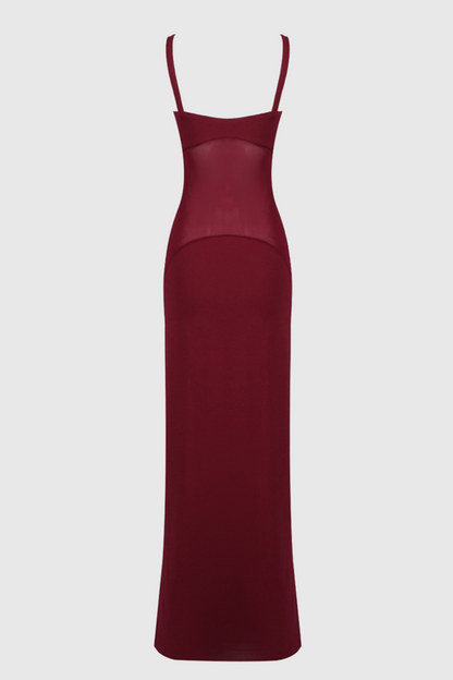 Dajoa Mesh Curve Maxi Dress - Wine
