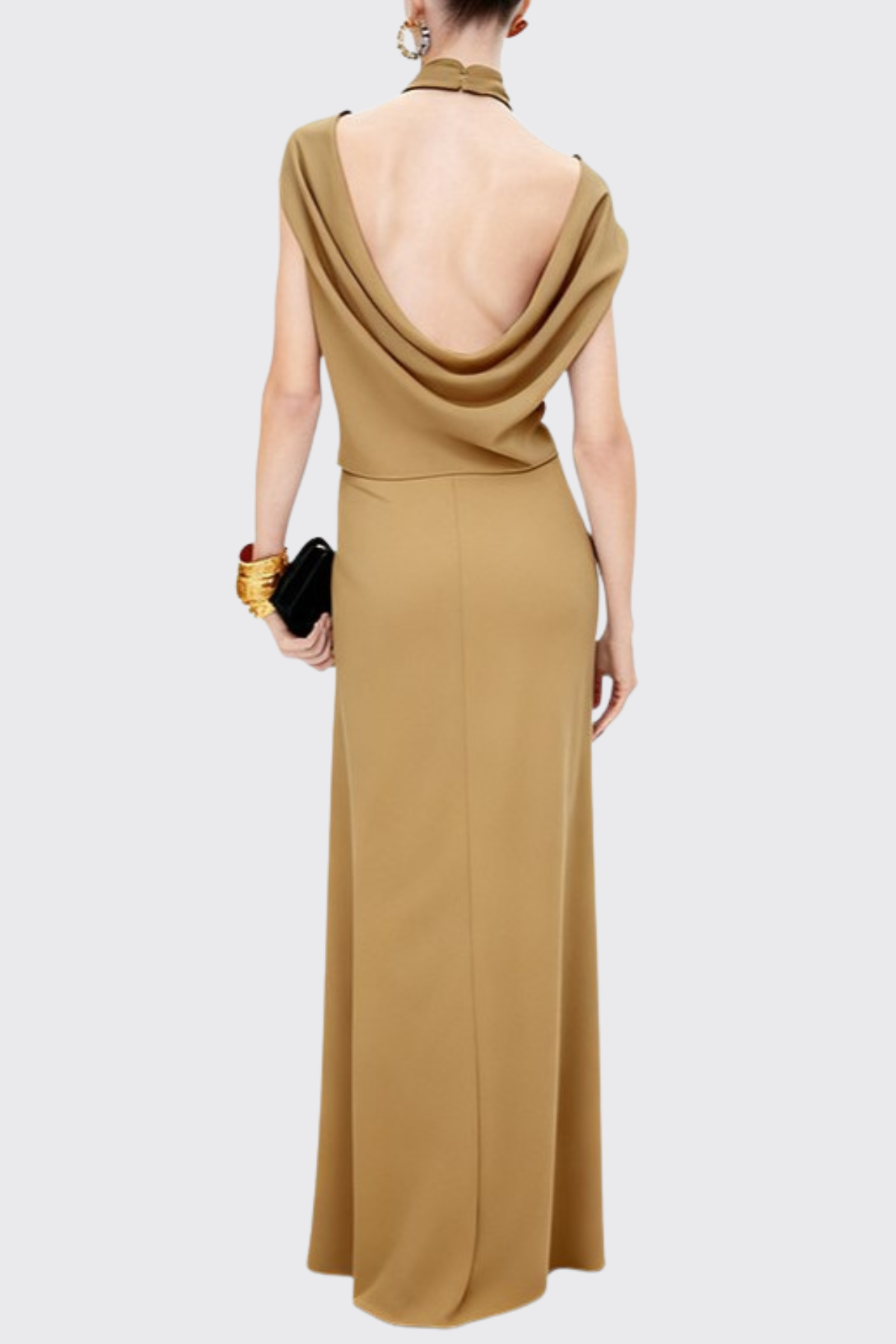 Dalary Halter Twisted Skirt Two Piece Set - Khaki
