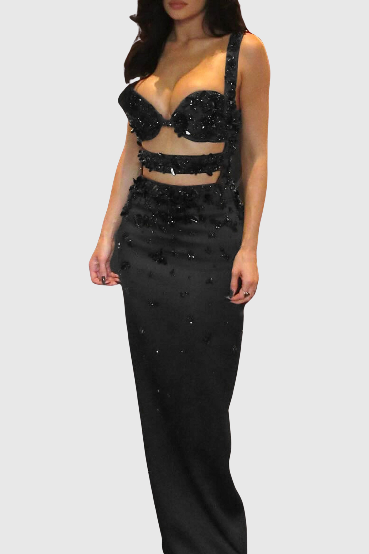 Dandeli Sequin Embellished Cutout Maxi Bandage Dress