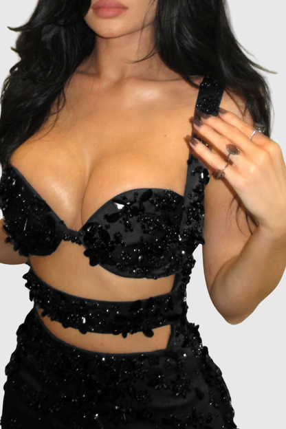 Dandeli Sequin Embellished Cutout Maxi Bandage Dress