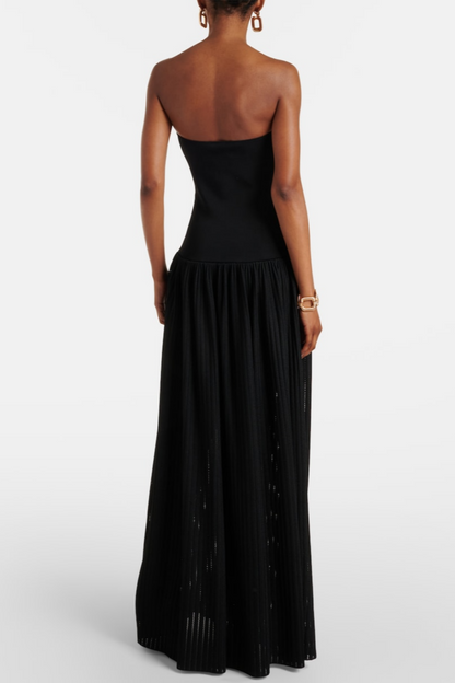 Deasa Strapless Belted Knit Maxi Dress - Black