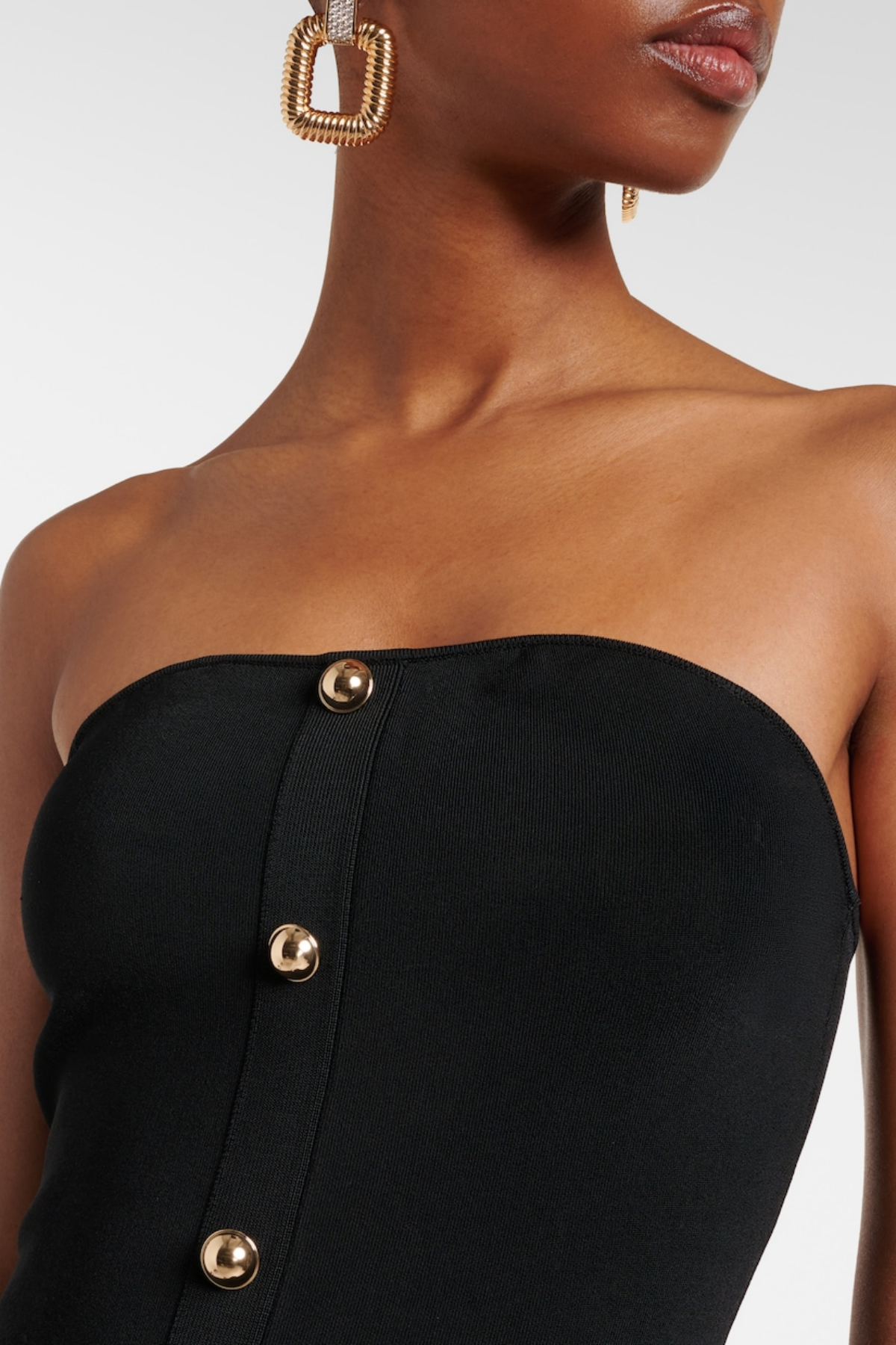 Deasa Strapless Belted Knit Maxi Dress - Black