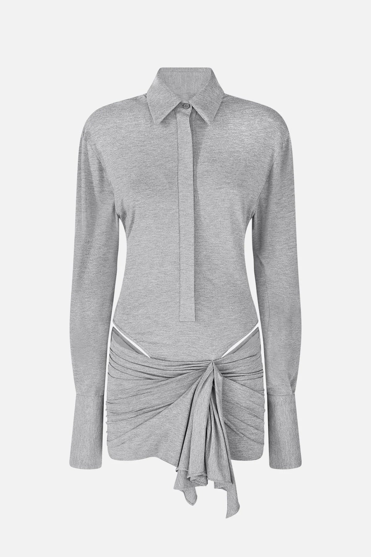 Dehaia Plunge Cutout Ruched Mini Dress - Grey