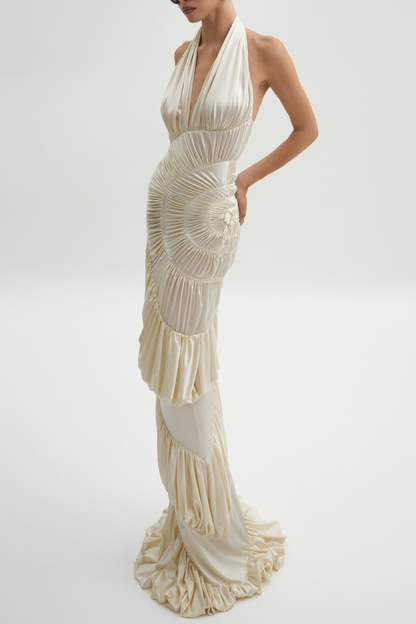 Dejana Halter Shirred Maxi Dress