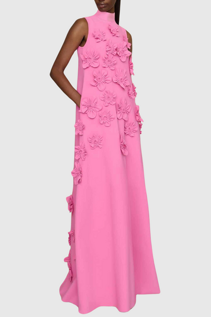 Dekeda Floral Appliqué Bow-tie Sleeveless Maxi Dress