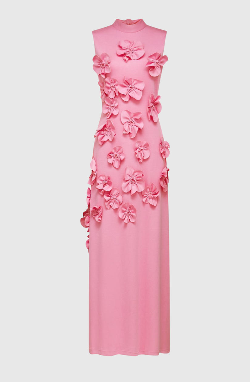 Dekeda Floral Appliqué Bow-tie Sleeveless Maxi Dress