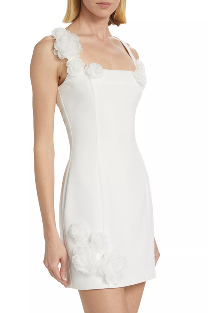 Dilanne Floral  Appliqué Mini Dress - White