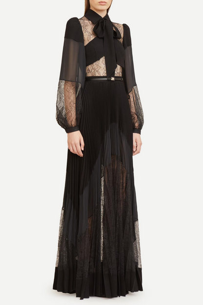 Dimaia Lace Pleated Maxi Dress
