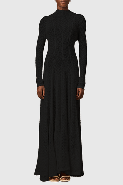 Dodiya Wavy-pattern Lace Maxi Dress - Black