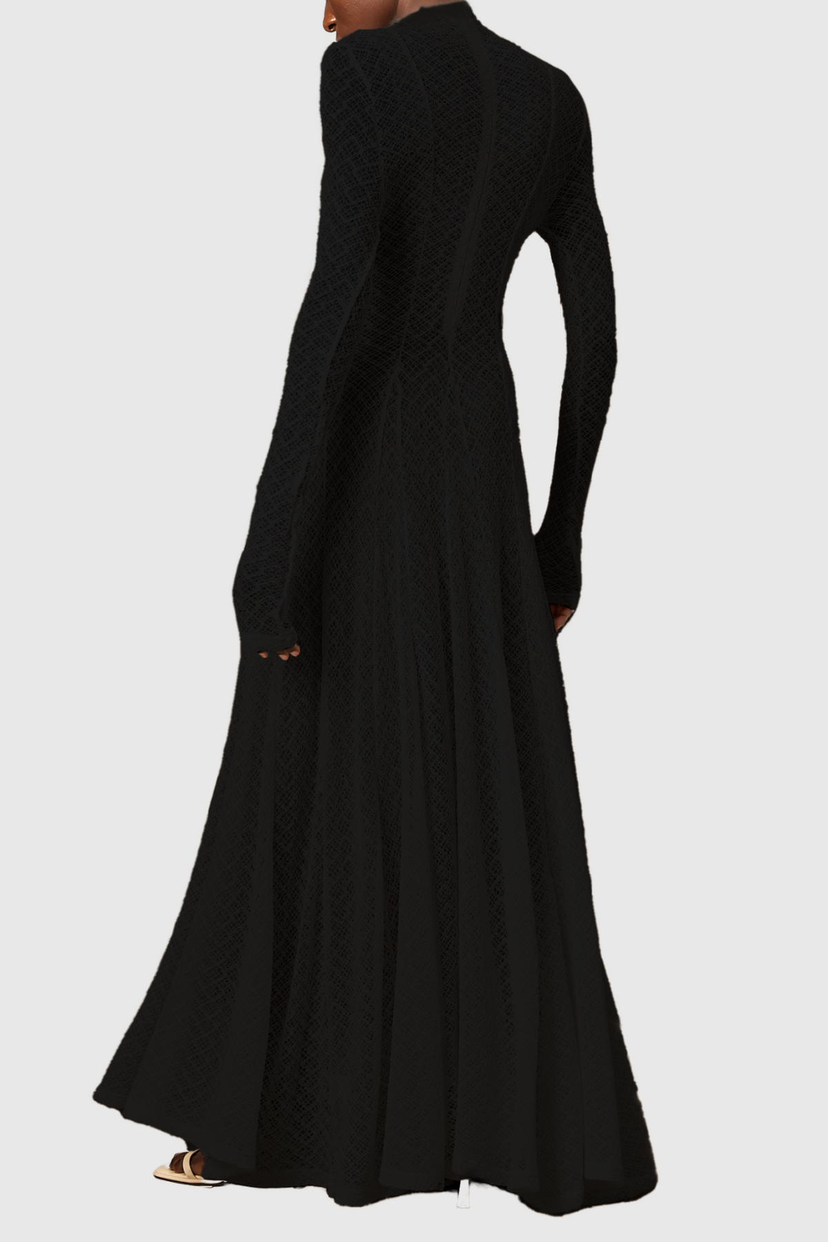 Dodiya Wavy-pattern Lace Maxi Dress - Black