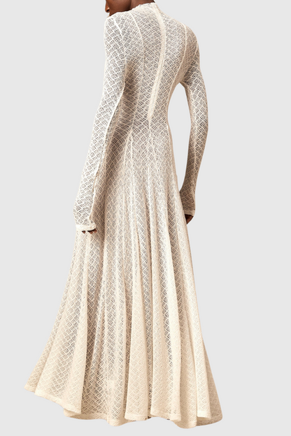 Dodiya Wavy-pattern Lace Maxi Dress - White