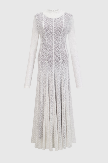 Dodiya Wavy-pattern Lace Maxi Dress - White