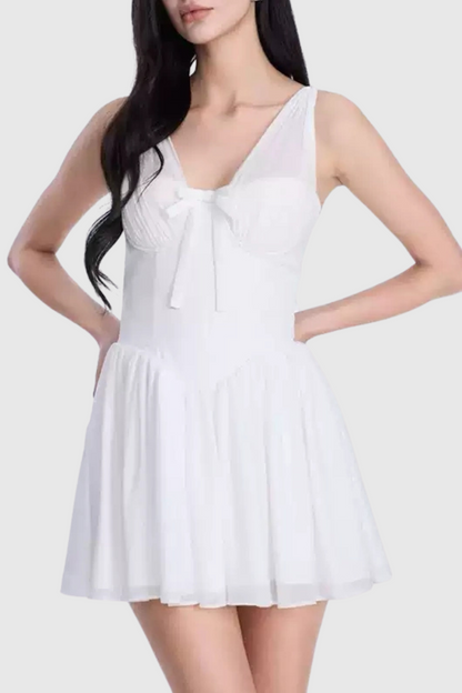Doers Bow Ruched Mini Dress