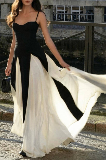 Dominic Paneled Tulle Slit Maxi Dress