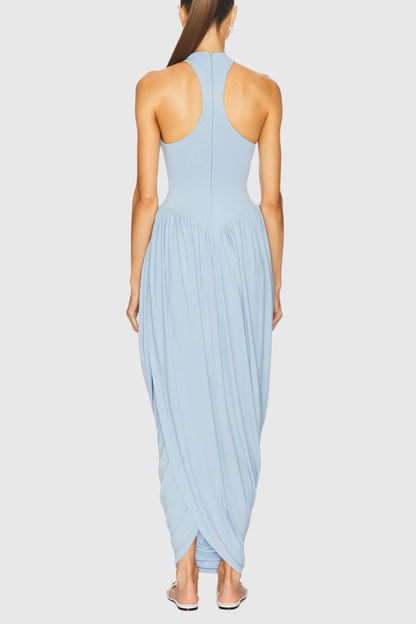 Doyle Sleeveless Ruched Midi Dress - Blue