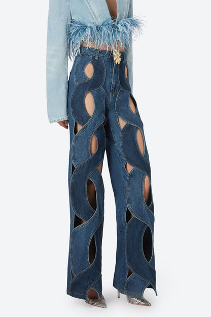 Dylan Rope Cutout Jeans - Blue