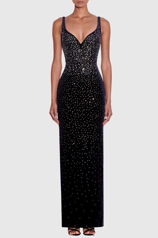Eadoin Crystal Embellished Maxi Bandage Dress