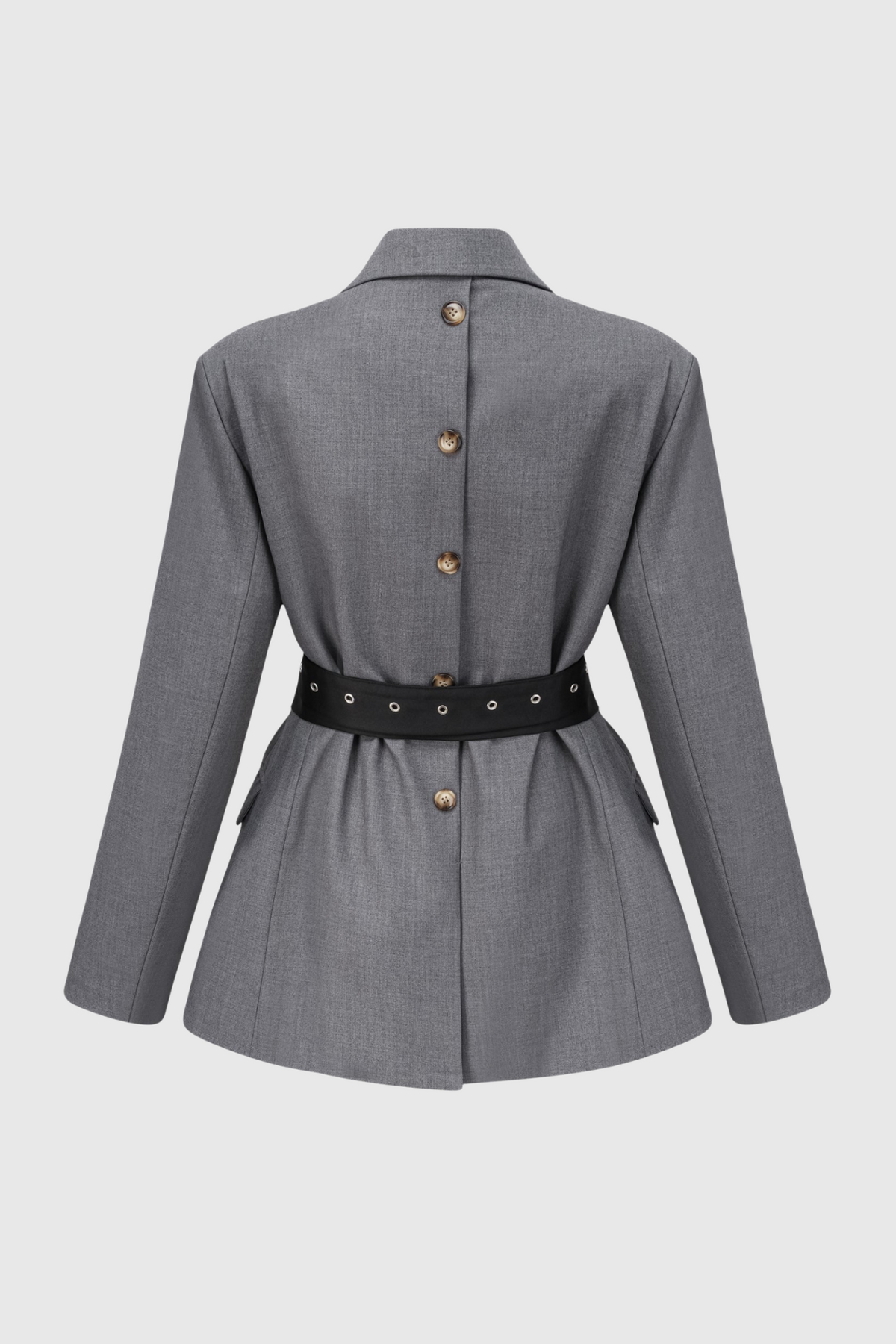 Eairein Belte Waist Blazer - Grey