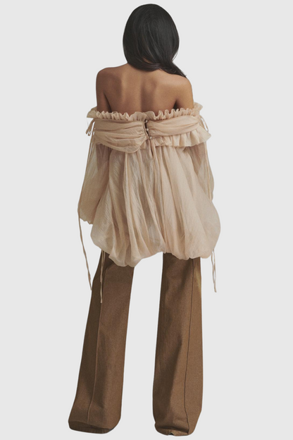 Brandlyn Off Shoulder Chiffon Ruffle Top