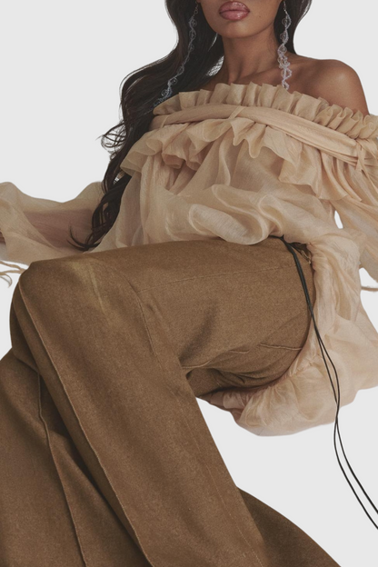 Brandlyn Off Shoulder Chiffon Ruffle Top