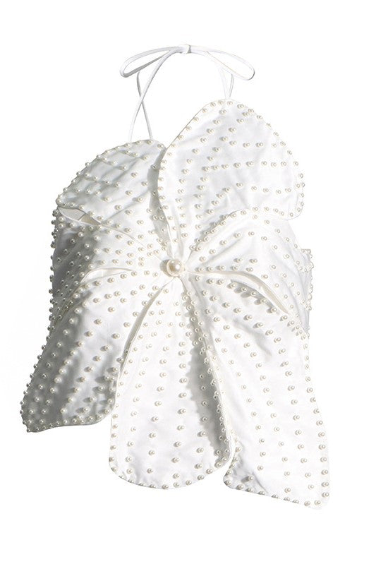 Elaine Floral Pearl Top - White