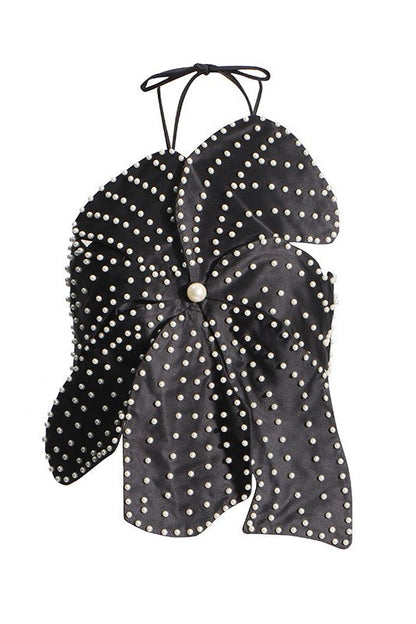 Elaine Floral Pearl Top - Black