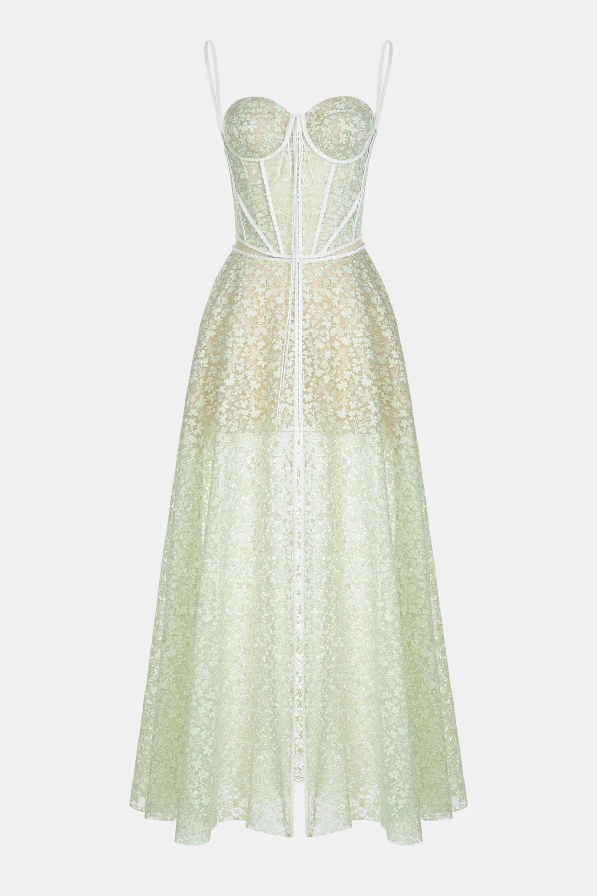 Emani Floral Lace Corset Cutout Maxi Dress - Mint