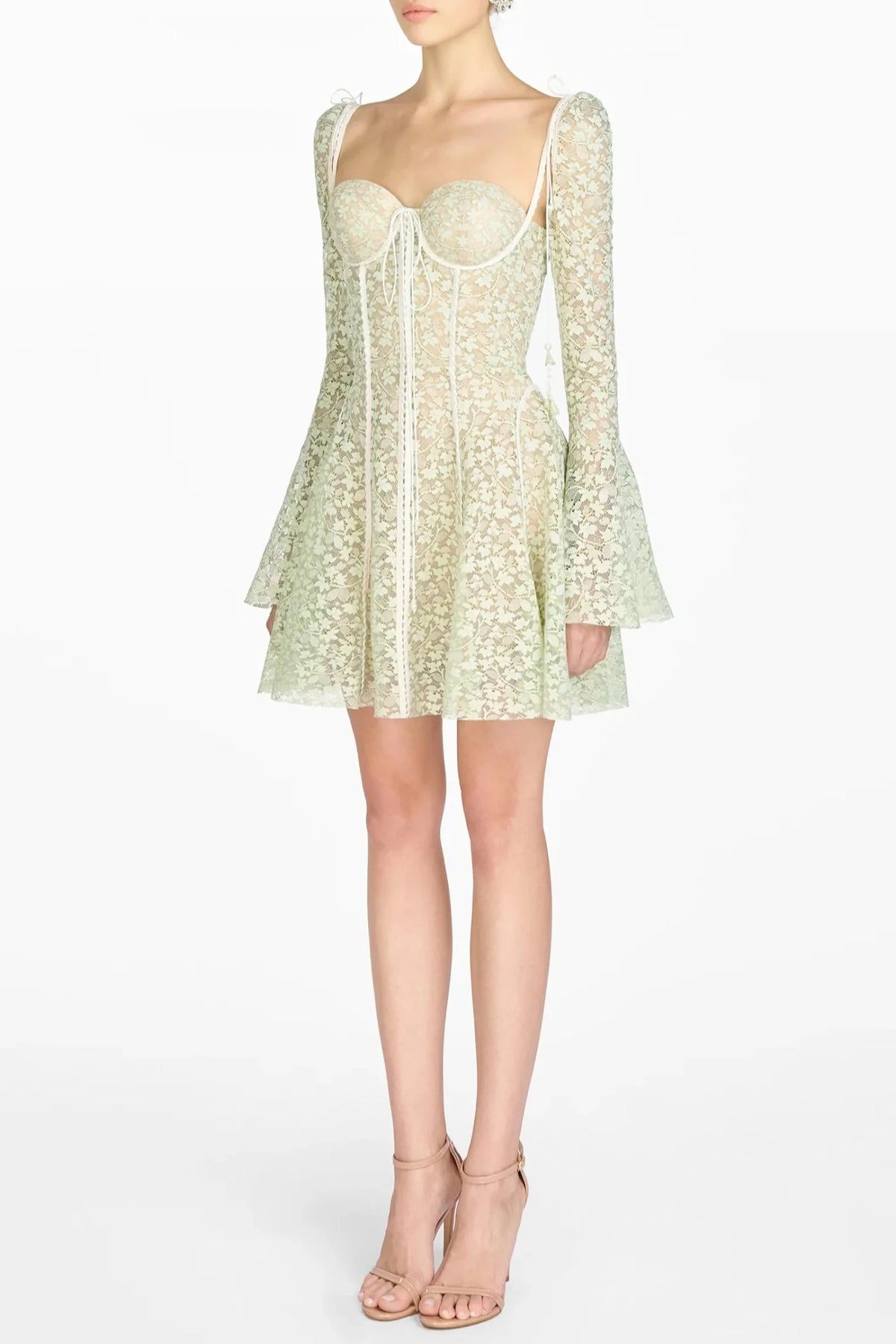 Emani Floral Lace Corset Mini Dress - Mint