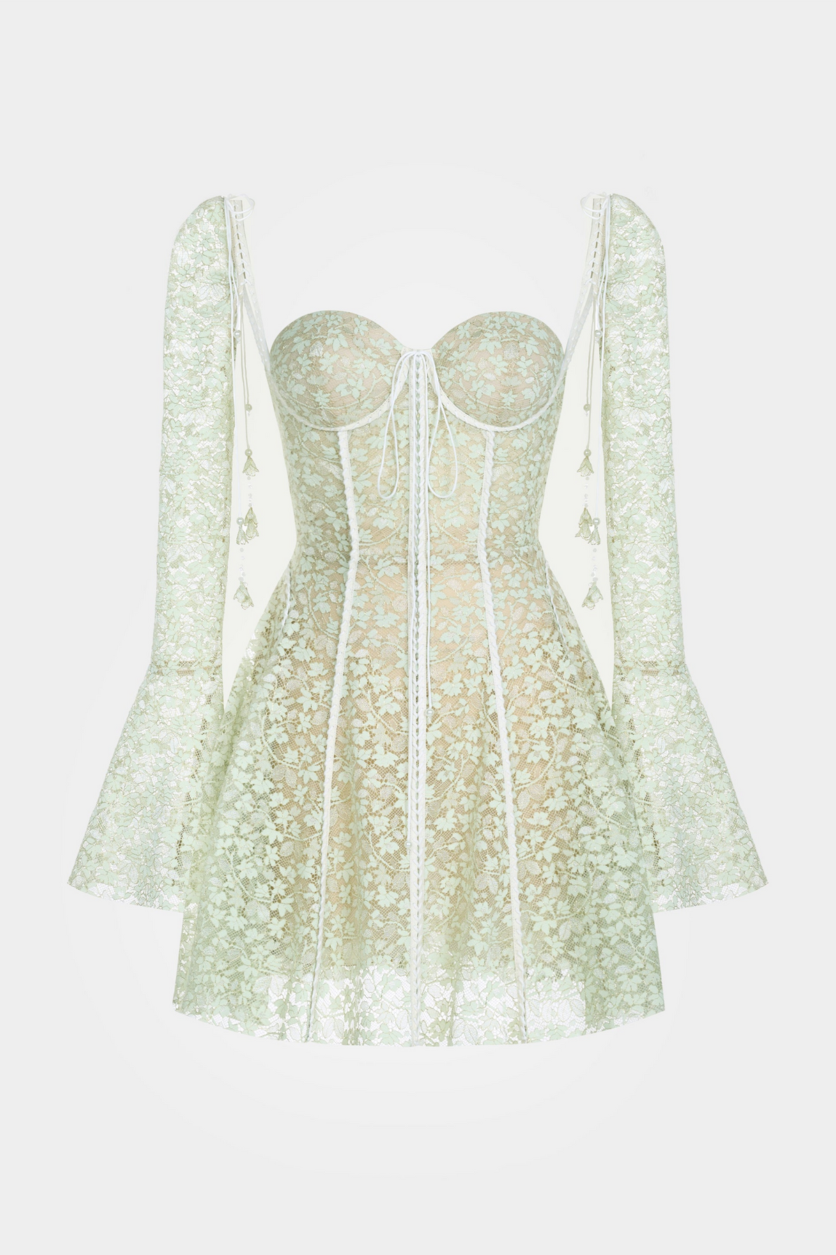 Emani Floral Lace Corset Mini Dress - Mint