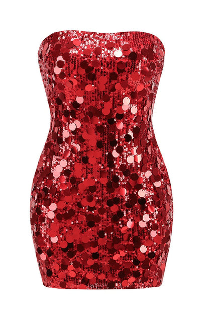 Emerson Strapless Sequin Mini Dress - Red