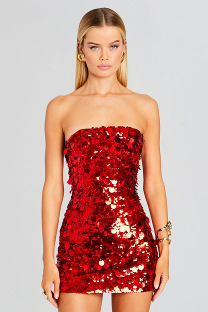 Emerson Strapless Sequin Mini Dress - Gold