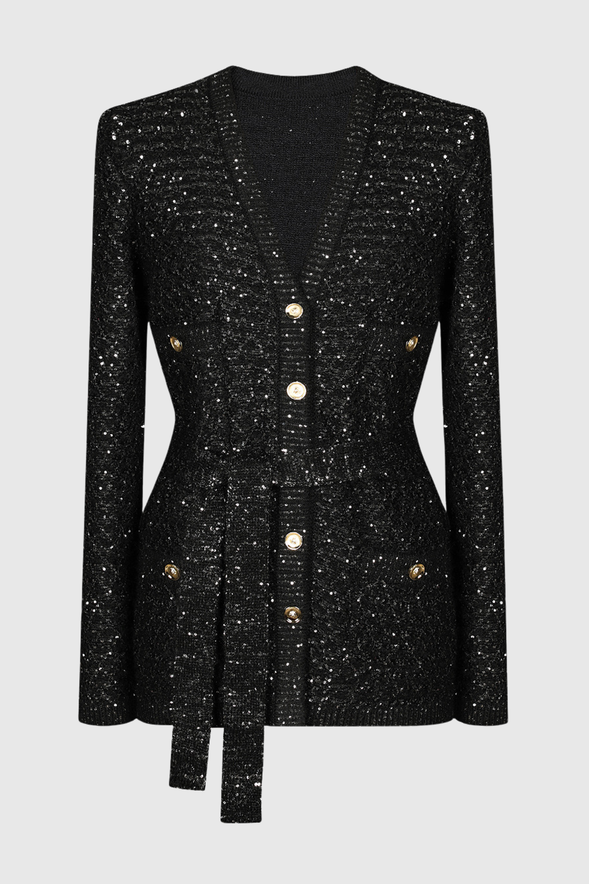 Emilia Sequin Embellished Cardigan - Black