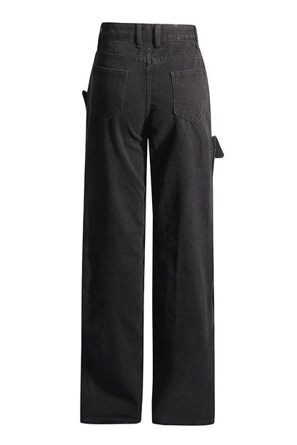 Emmalyn Patchwork Button Jeans - Black