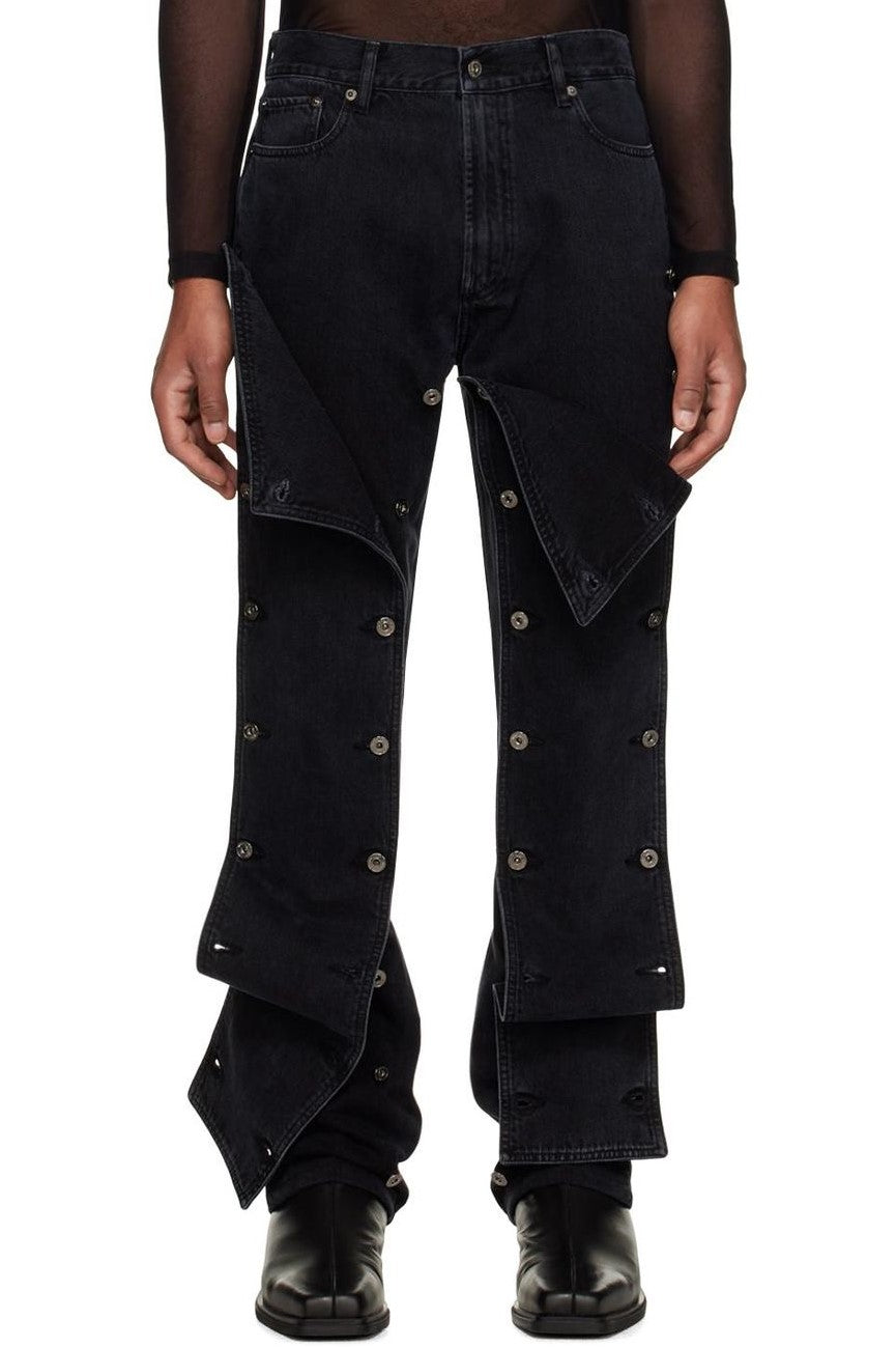 Emmalyn Patchwork Button Jeans - Black