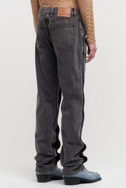 Emmalyn Patchwork Button Jeans - Grey