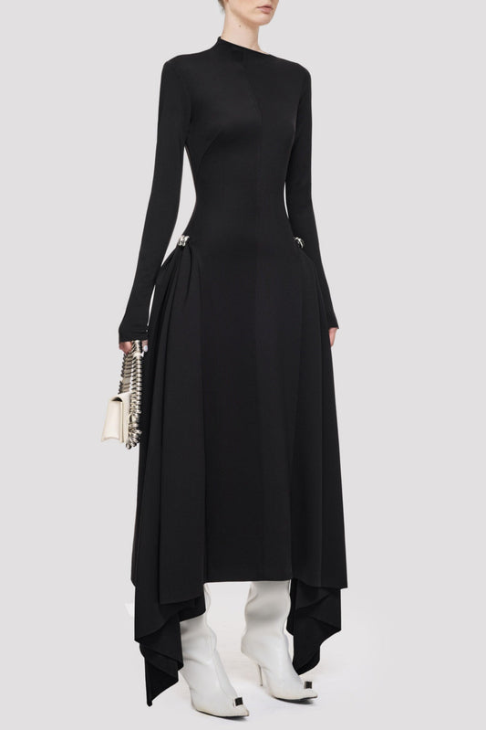 Eorkone Symmetric Draped Maxi Dress - Black