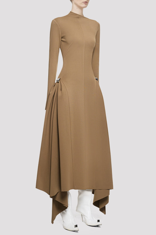 Eorkone Symmetric Draped Maxi Dress - Khaki
