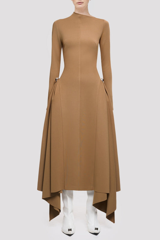 Eorkone Symmetric Draped Maxi Dress - Khaki