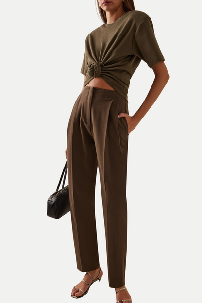 Orlina Knotted T-Shirt - Brown