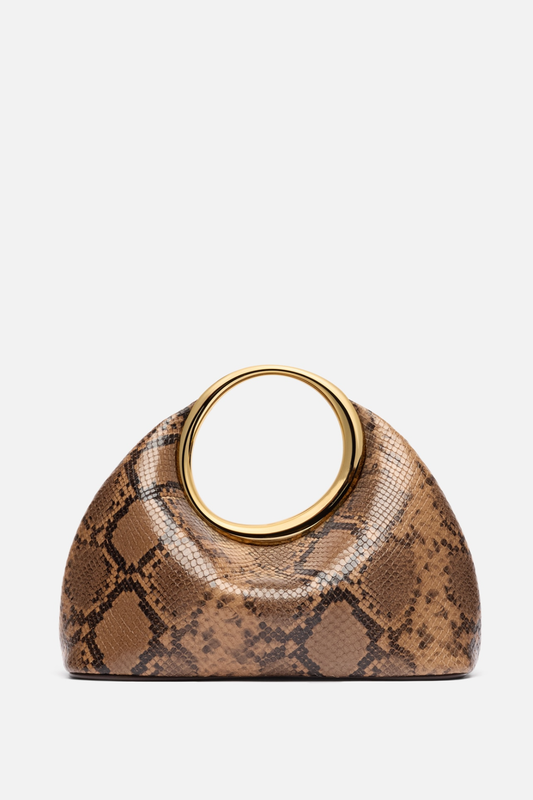 Esme Circle Leather Clutch - Snake