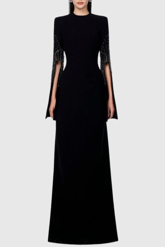 Everat Crystal Embellished Split Sleeve Maxi Dress