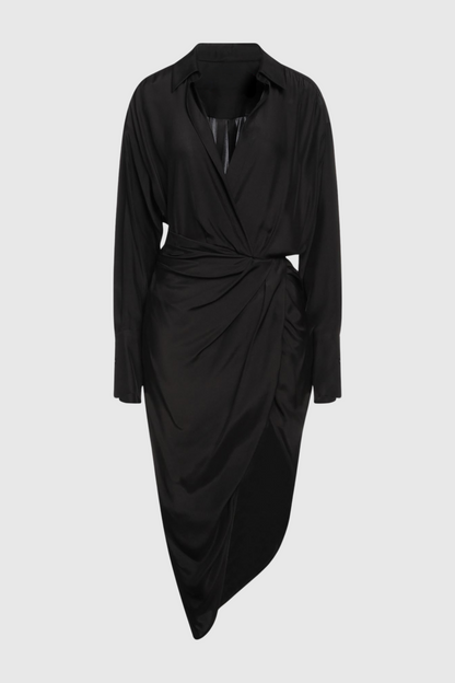 Fanbia Twisted Mini Shirtdress - Black