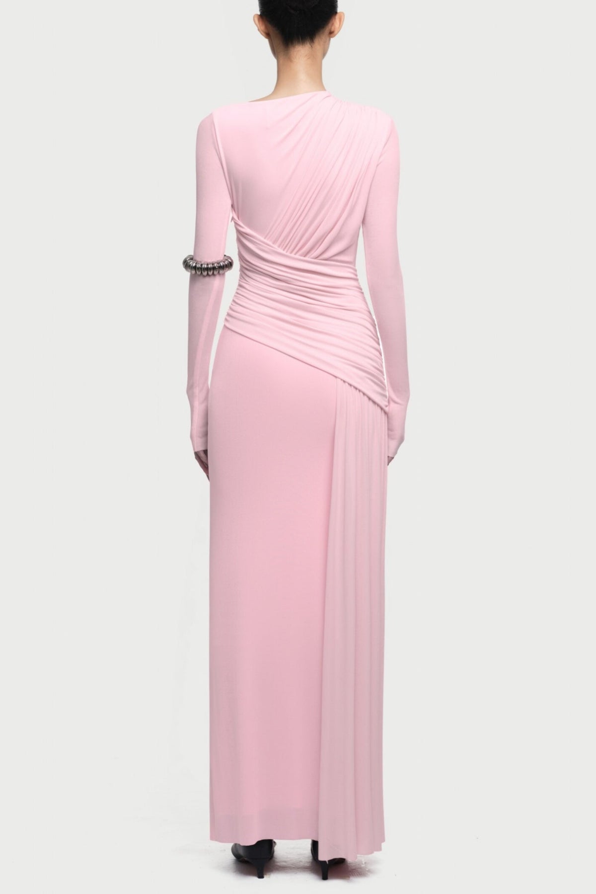 Fiada Draped Long Sleeve Maxi Dress - Pink