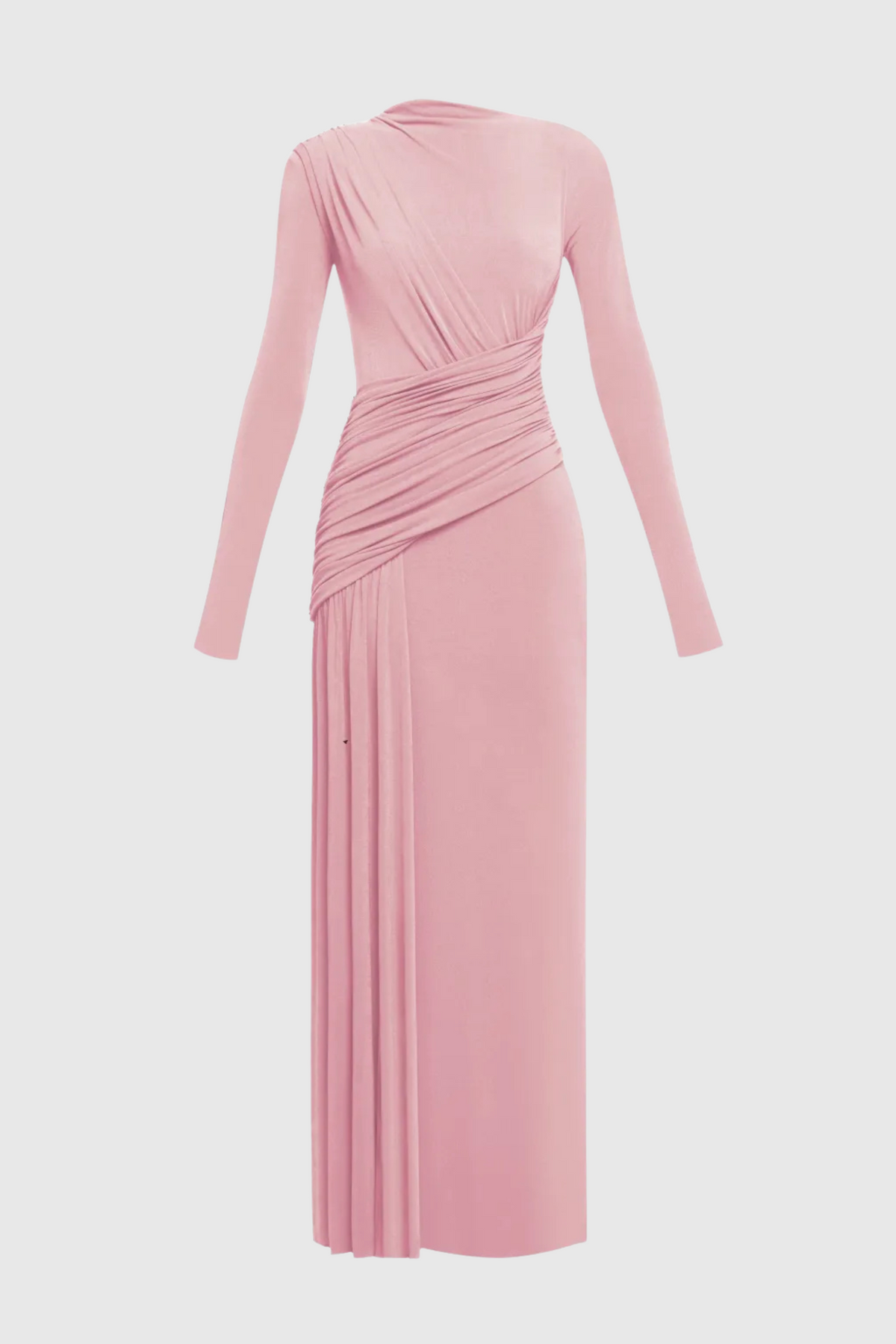 Fiada Draped Long Sleeve Maxi Dress - Pink