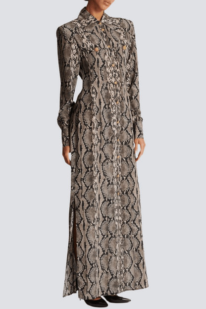 Filis Snake Print Maxi Shirt Dress