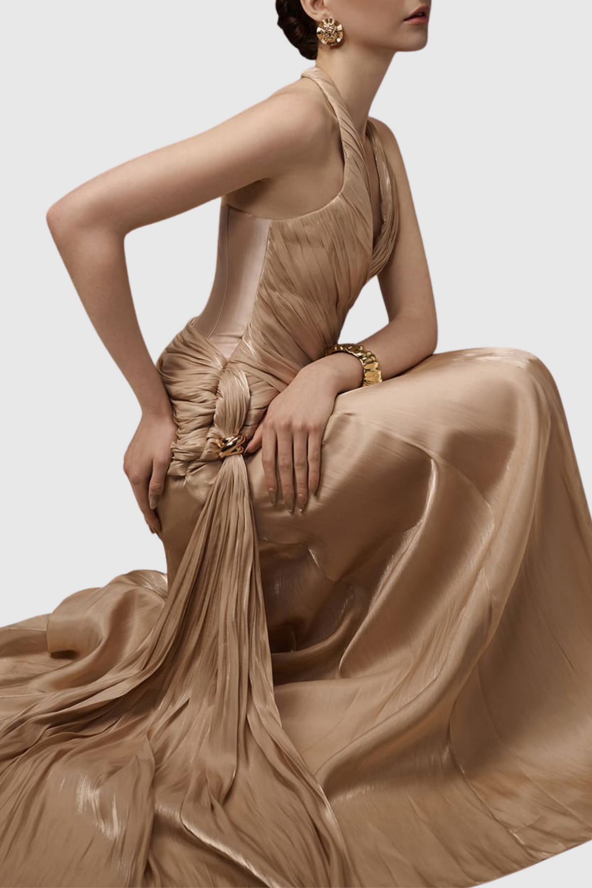 Freida Halter Ruched Maxi Dress