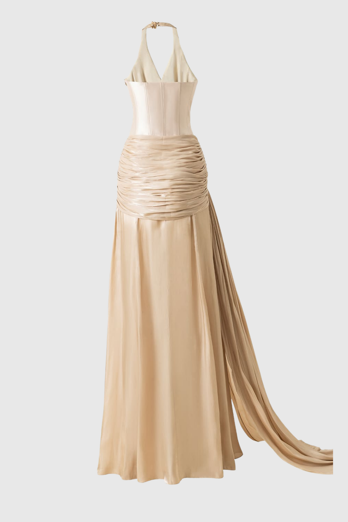 Freida Halter Ruched Maxi Dress