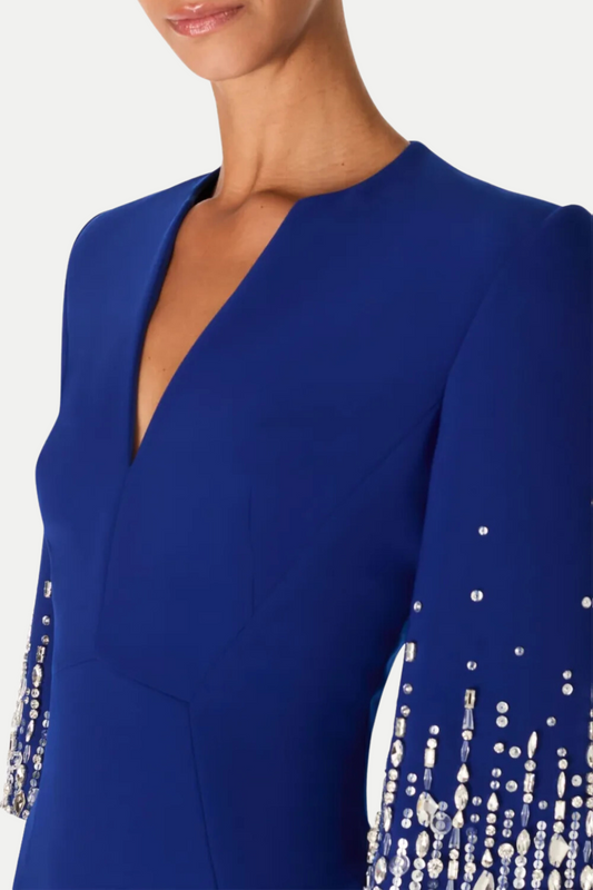 Fulia Diamante Embellished Midi Dress - Blue