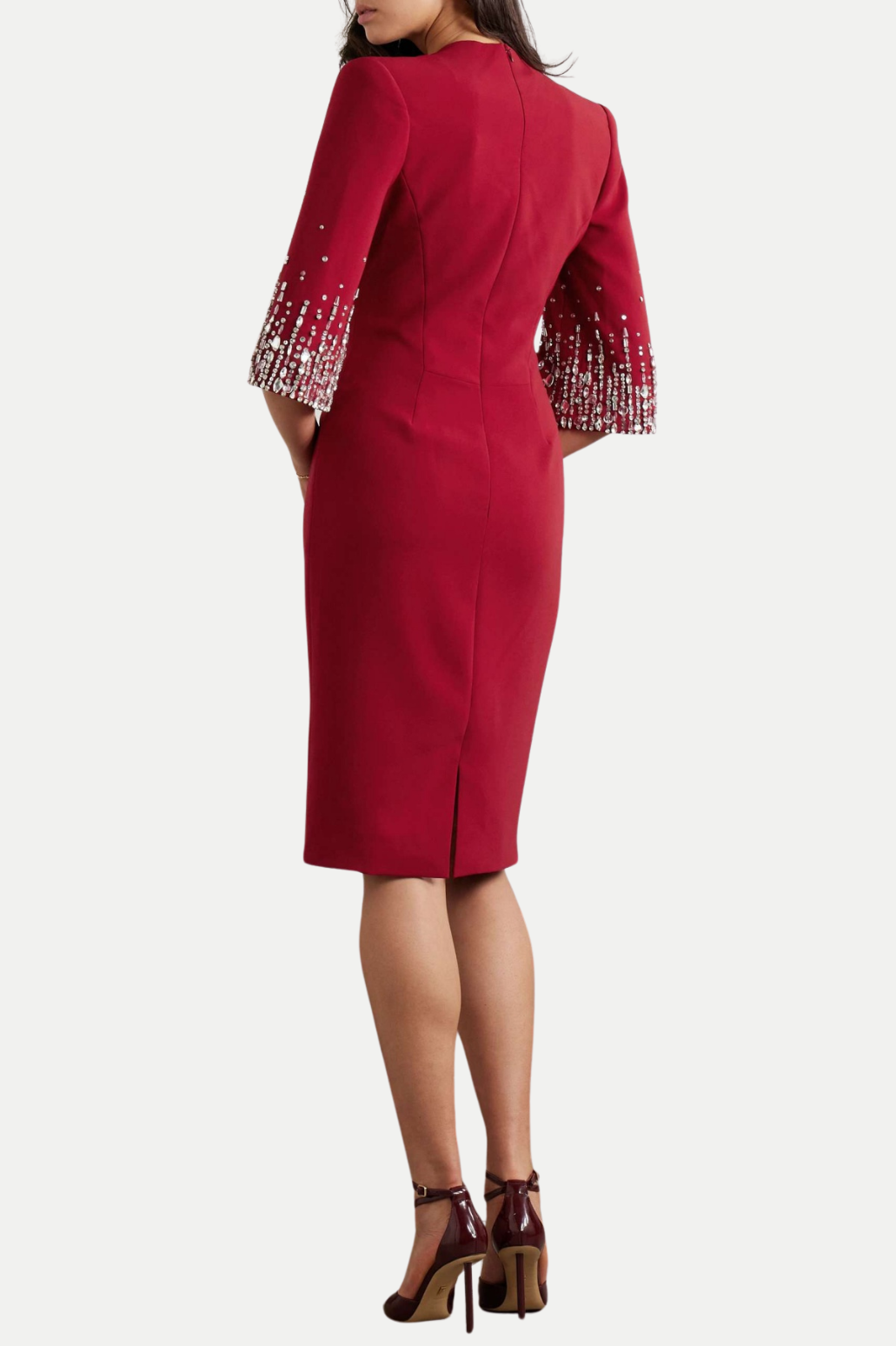 Fulia Diamante Embellished Midi Dress - Red